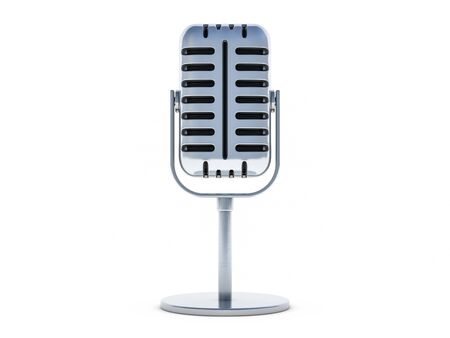 Vintage silver microphone isolated on white background. 3D renderingの写真素材