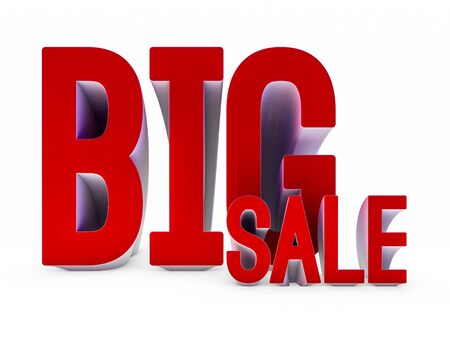 Seasonal sales background. Lettering of sale on white. 3D renderingの写真素材