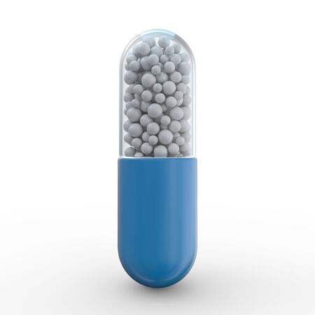 Many colorful pills isolated on white. 3D renderingの写真素材
