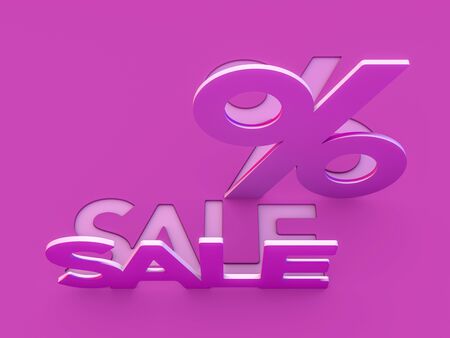 Seasonal sales background. Percentage sign and lettering of sale. 3D renderingの写真素材