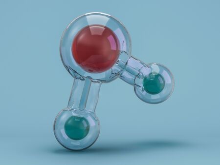 Water molecule. Ecology, biology and biochemistry concept. 3D renderingの写真素材