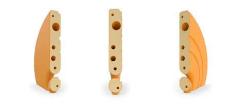 Exclamation mark symbol. Cheese alphabet and font. Set of three view points on white. 3D renderingの写真素材