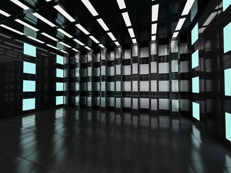 Abstract modern architecture background, empty open space interior. 3D renderingの写真素材