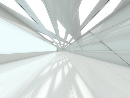 Abstract modern architecture background, empty open space interior. 3D renderingの写真素材
