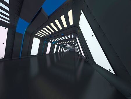 Abstract modern architecture background, empty open space interior. 3D renderingの写真素材