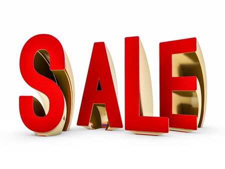 Seasonal sales background. Lettering of sale on white. 3D renderingの写真素材