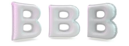 Capital letter B. Uppercase. Inflatable white balloon on background. 3D renderingの写真素材