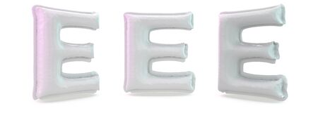 Capital letter E. Uppercase. Inflatable white balloon on background. 3D renderingの写真素材