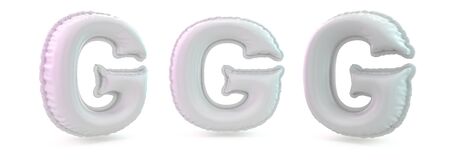 Capital letter G. Uppercase. Inflatable white balloon on background. 3D renderingの写真素材