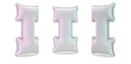 Capital letter I. Uppercase. Inflatable white balloon on background. 3D renderingの写真素材