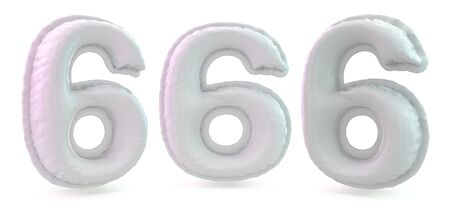 Number 6. Digital sign. Inflatable white balloon on background. 3D renderingの写真素材