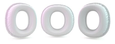 Capital letter O. Uppercase. Inflatable white balloon on background. 3D renderingの写真素材