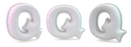 Capital letter Q. Uppercase. Inflatable white balloon on background. 3D renderingの写真素材