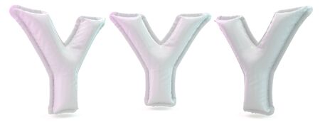 Capital letter Y. Uppercase. Inflatable white balloon on background. 3D renderingの写真素材