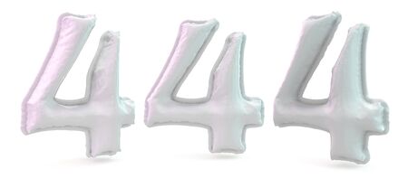 Number 4. Digital sign. Inflatable white balloon on background. 3D renderingの写真素材