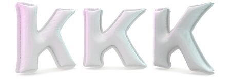 Capital letter K. Uppercase. Inflatable white balloon on background. 3D renderingの写真素材
