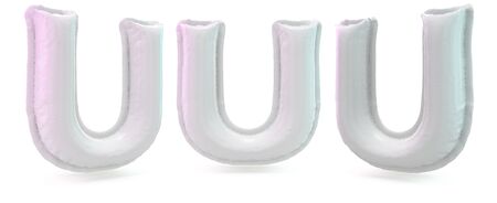 Capital letter U. Uppercase. Inflatable white balloon on background. 3D renderingの写真素材