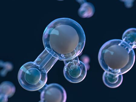 Water molecule. Ecology, biology and biochemistry concept. 3D renderingの写真素材