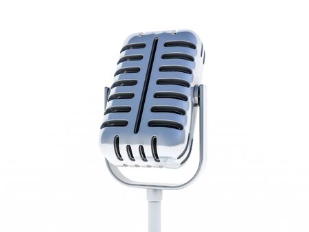 Vintage silver microphone isolated on white background. 3D renderingの写真素材