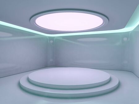 Abstract modern architecture background, empty open space interior. 3D renderingの写真素材