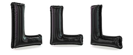 Capital letter L. Uppercase. Inflatable black balloon on background. 3Dの写真素材