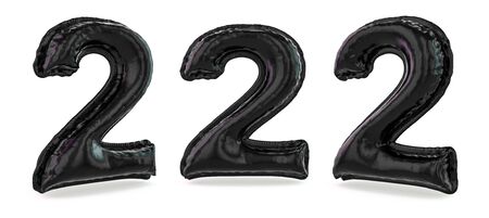 Number 2. Digital sign. Inflatable black balloon on background. 3Dの写真素材