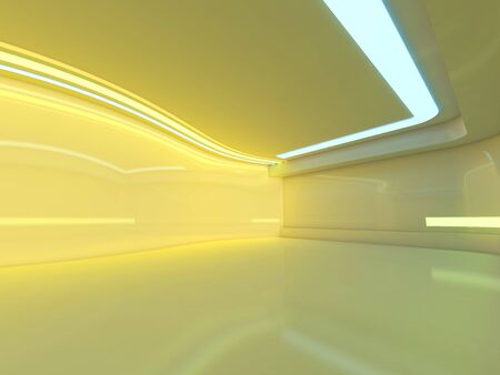 Abstract modern architecture background, empty open space interior. 3D renderingの写真素材