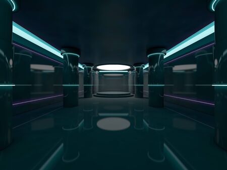 Abstract modern architecture background, empty open space interior. 3D renderingの写真素材