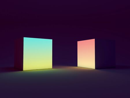 Lightbox colorful cubes on black background. 3Dの写真素材