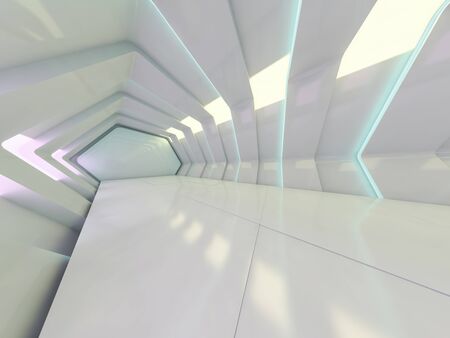 Abstract modern architecture background, empty open space interior. 3Dの写真素材