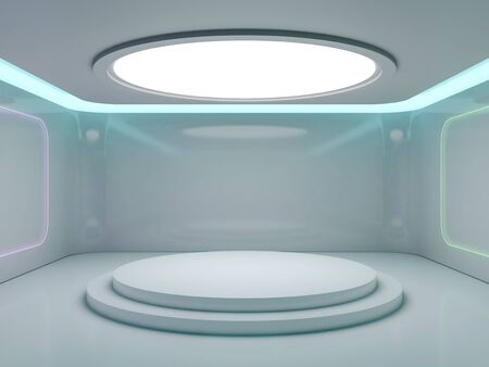 Abstract modern architecture background, empty open space interior. 3Dの写真素材