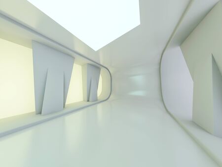 Abstract modern architecture background, empty open space interior. 3D renderingの写真素材