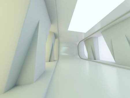 Abstract modern architecture background, empty open space interior. 3D renderingの写真素材