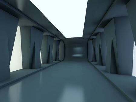 Abstract modern architecture background, empty open space interior. 3D renderingの写真素材