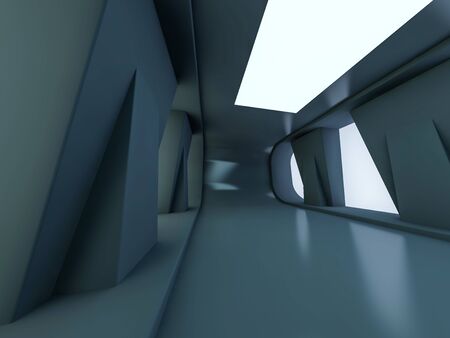 Abstract modern architecture background, empty open space interior. 3D renderingの写真素材