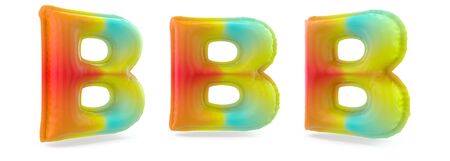 Capital letter B. Uppercase. Inflatable multicolor balloon on background. 3D renderingの写真素材