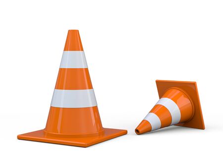 Signs of road work. Hazard warning. 3D renderingの写真素材