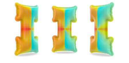 Capital letter I. Uppercase. Inflatable multicolor balloon on background. 3D renderingの写真素材