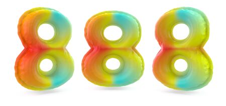 Number 8. Digital sign. Inflatable multicolor balloon on background. 3D renderingの写真素材