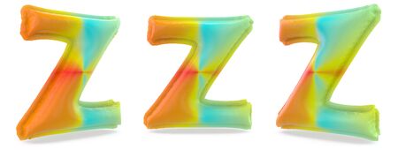 Capital letter Z. Uppercase. Inflatable multicolor balloon on background. 3D renderingの写真素材