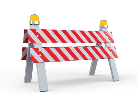Signs of road work. Hazard warning. 3D renderingの写真素材