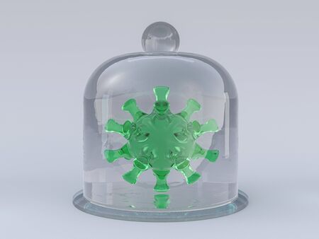 Virus COVID-19, pandemic risk alert. Biohazard sign. Warning sign of virus. 3D renderingの写真素材