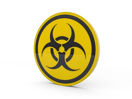 Virus COVID-19, pandemic risk alert. Biohazard sign. Warning sign of virus. 3D renderingの写真素材