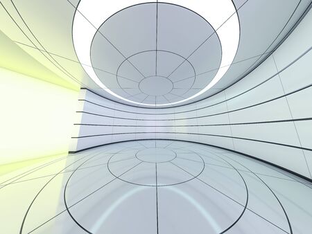 Abstract modern architecture background, empty open space interior. 3D renderingの写真素材