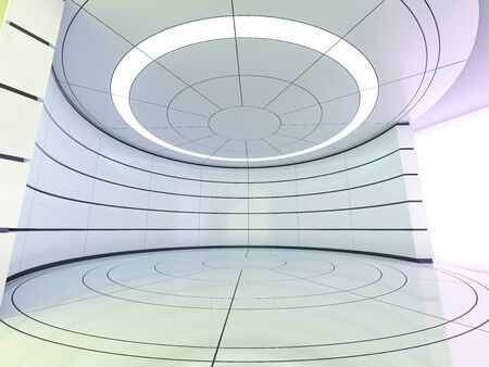 Abstract modern architecture background, empty open space interior. 3D renderingの写真素材