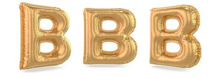 Capital letter B. Uppercase. Inflatable gold balloon on background. 3D renderingの写真素材