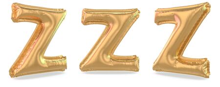 Capital letter Z. Uppercase. Inflatable gold balloon on background. 3D renderingの写真素材