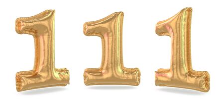 Number 1. Digital sign. Inflatable gold balloon on background. 3D renderingの写真素材
