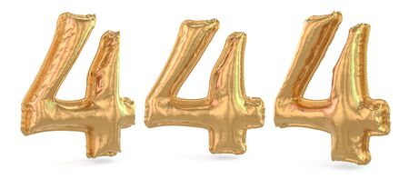 Number 4. Digital sign. Inflatable gold balloon on background. 3D renderingの写真素材