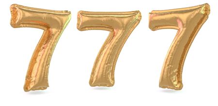 Number 7. Digital sign. Inflatable gold balloon on background. 3D renderingの写真素材